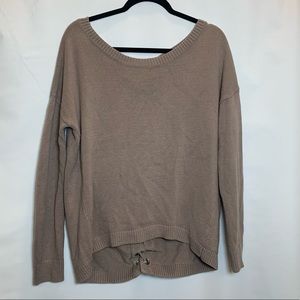 Express Lace Up Back Tan Knit Sweater